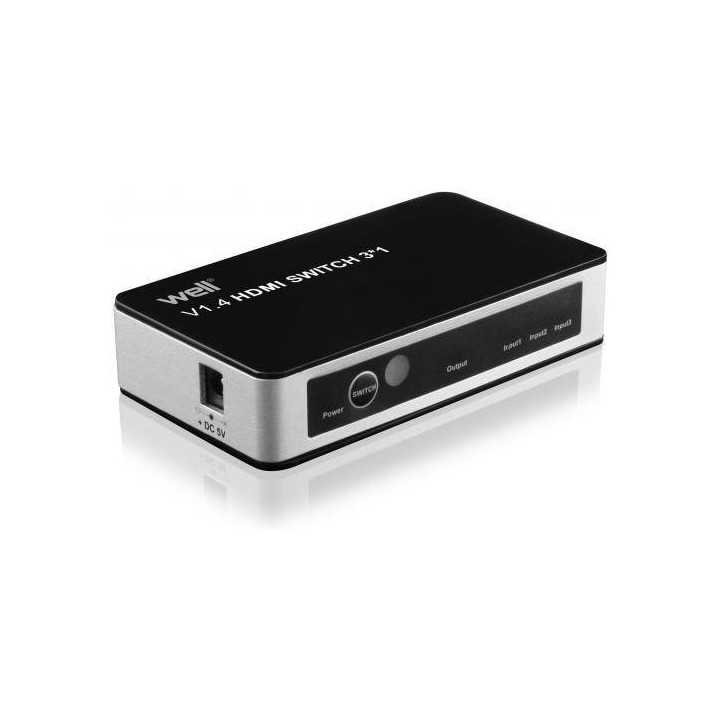 Switch HDMI 3 intrari 4K V1.4 cu telecomanda Well