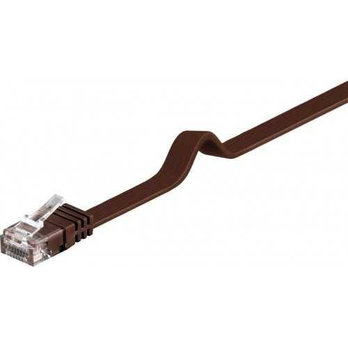 Cablu UTP CAT6 plat mufat 2m patch cord maro Goobay