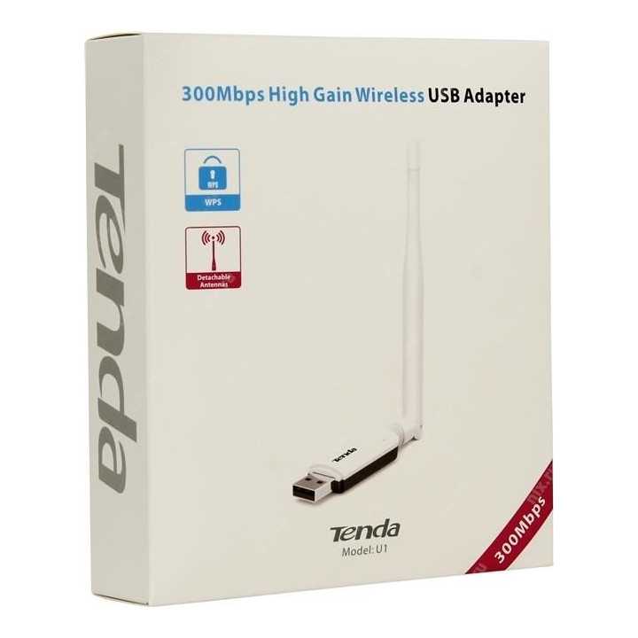Adaptor retea USB 2.0 wireless N 300Mbps antena externa U1 Tenda
