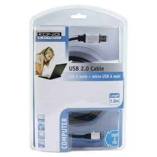 Cablu USB 2.0 A tata - Micro USB A tata 1.8m Konig