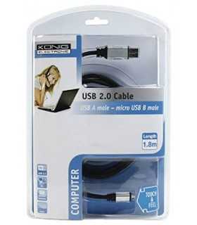 Cablu USB 2.0 A tata - Micro USB B tata 1.8m Konig