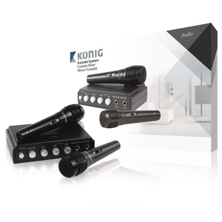Mixer karaoke cu 2 microfoane negru Konig