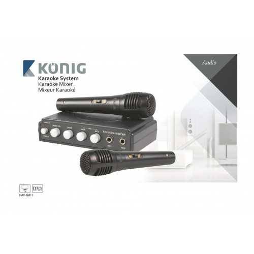 Mixer karaoke cu 2 microfoane negru Konig