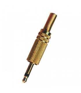 Mufa Jack 3.5mm mono tata metal aurit pe fir cu protector cablu
