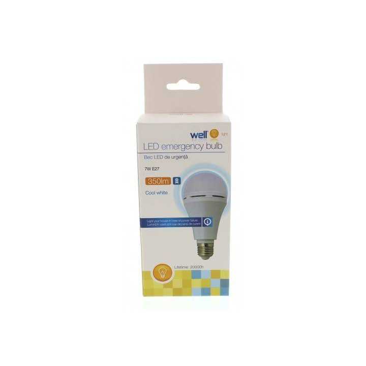 Bec cu led cu acumulator A60 E27 7W 230V lumina rece Well