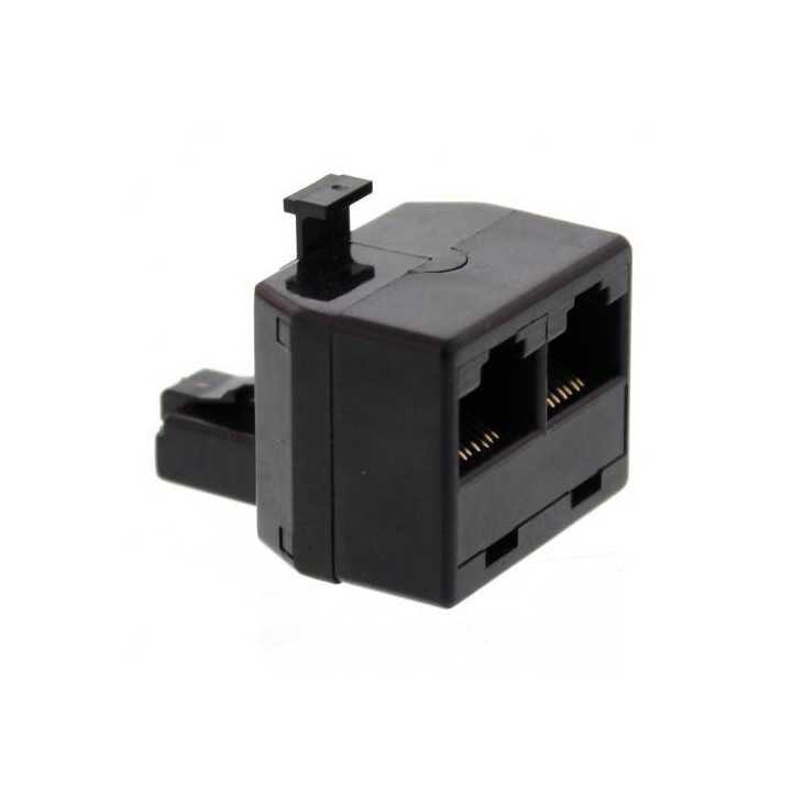 Adaptor 1x RJ45 8P8C tata - 2x RJ45 8P8C mama negru Well