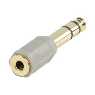 Adaptor audio stereo Jack 6.35 mm tata - Jack 3.5 mm mama gri Bandridge