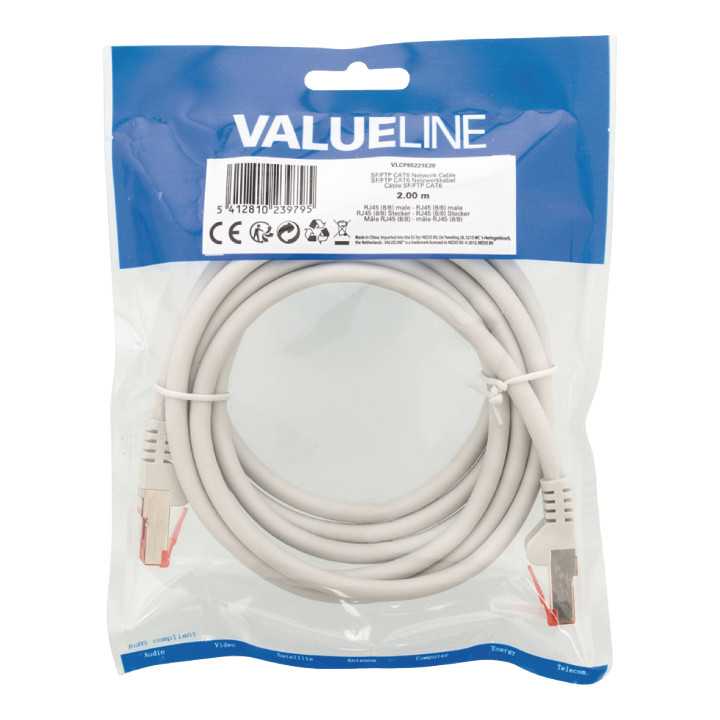Cablu CAT6 SFTP Network Cable RJ45 8P8C tata - RJ45 8P8C tata 2m gri VALUELINE