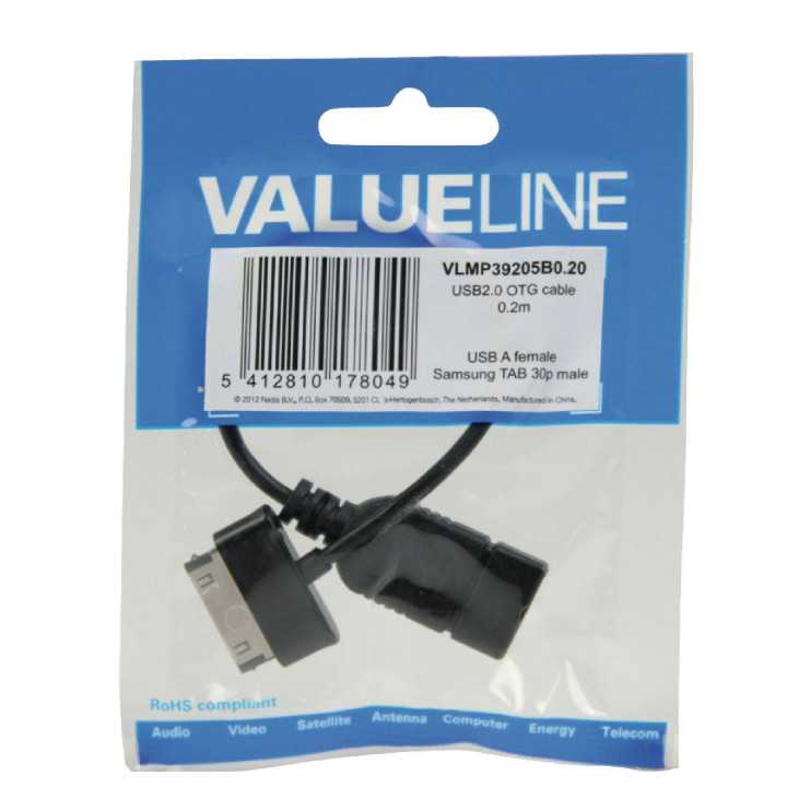 Cablu adaptor OTG USB A - Samsung 30 pini 0.2m Valueline