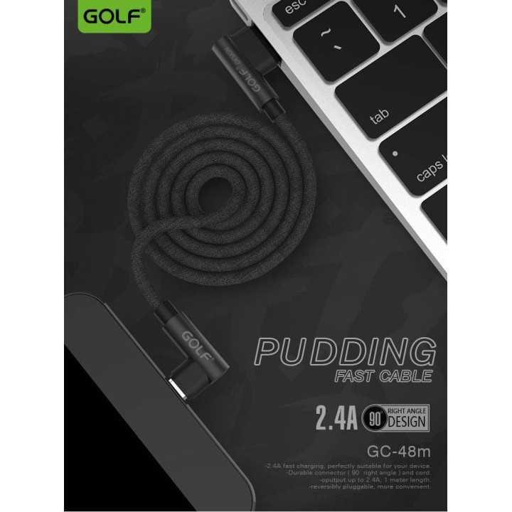 Cablu Golf Pudding Micro USB 48M 1m 2.4A negru