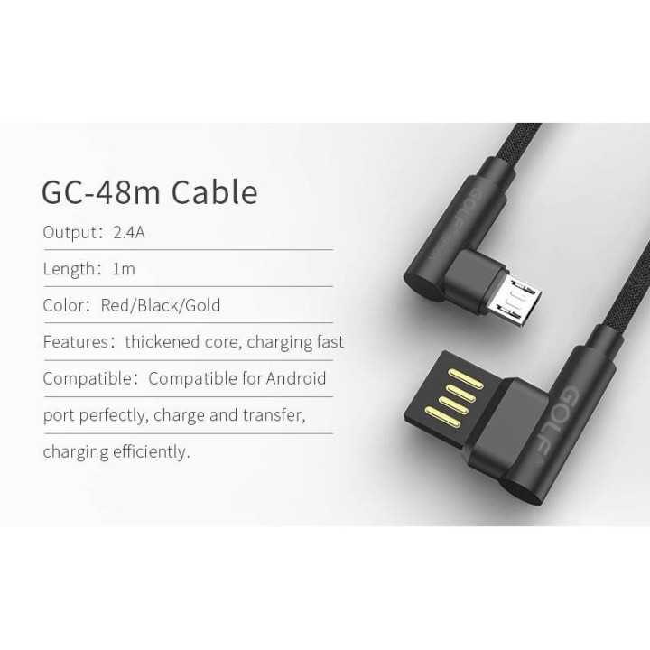 Cablu Golf Pudding Micro USB 48M 1m 2.4A negru