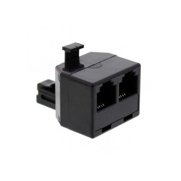 Adaptor 1x RJ11 6P4C tata - 2x RJ11 6P4C mama negru Well