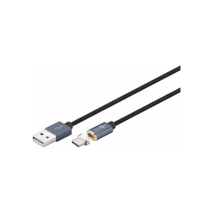 Cablu USB2.0 cu mufa magnetica USB Type C 1.2m negru Goobay