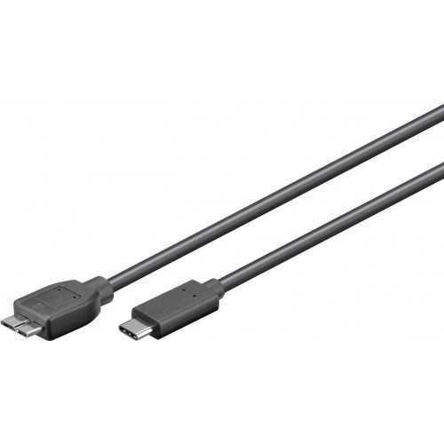 Cablu micro USB 3.0 - USB Type C 1m negru Goobay