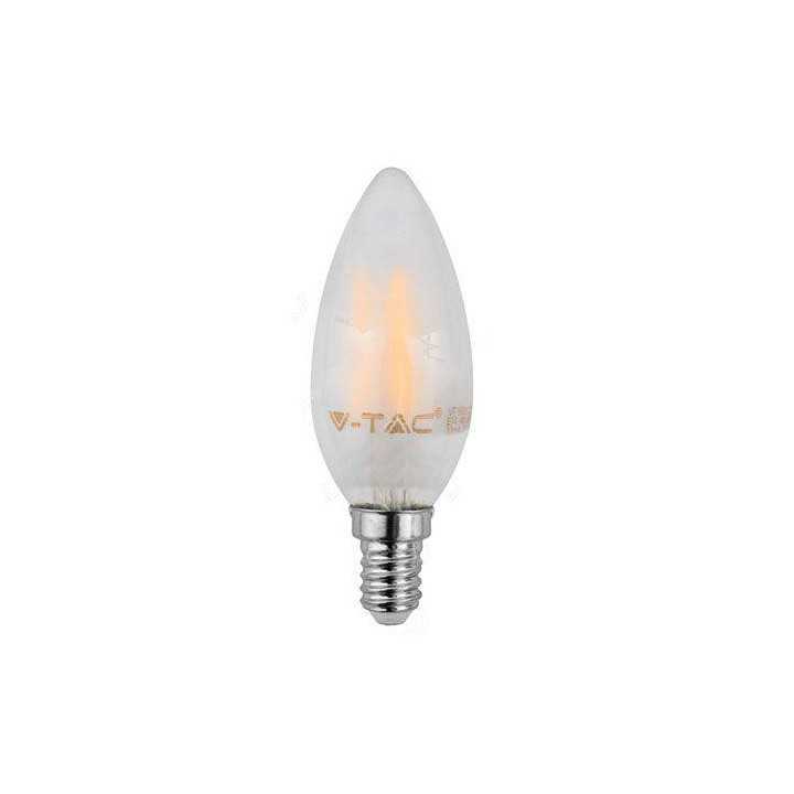 Bec cu filament LED E14 4W 6400K alb rece sticla mata V-TAC