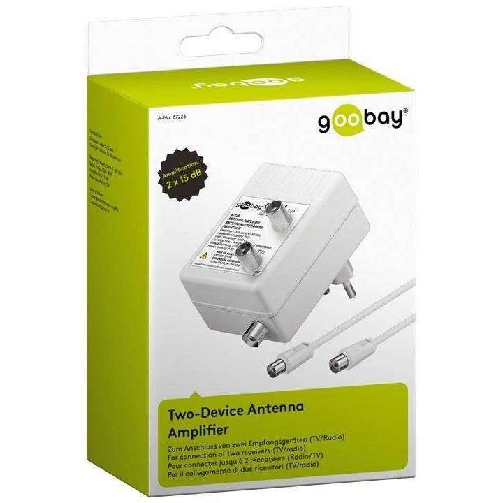 Amplificator semnal TV/antena DVB-T DVB-T2 DVB-C 2x 15dB Goobay