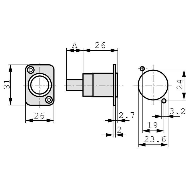 Adaptor panou priza USB A mama - USB B mama spate Neutrik