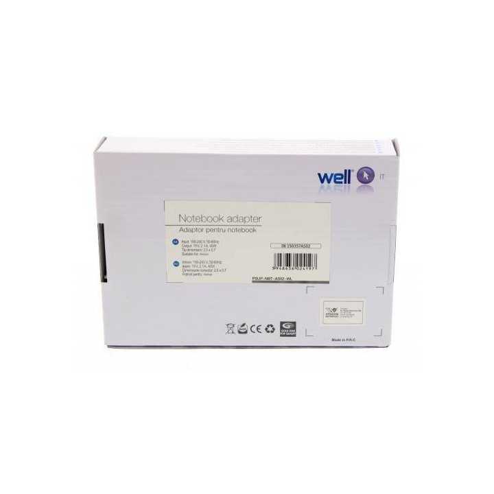 Alimentator pentru laptop Asus 19V 2.1A 40W mufa 2.5X0.7mm Well