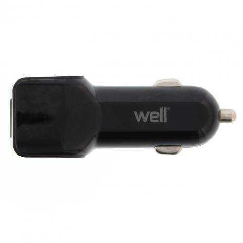 Alimentator USB bricheta auto 2 iesiri 2.4A negru Well