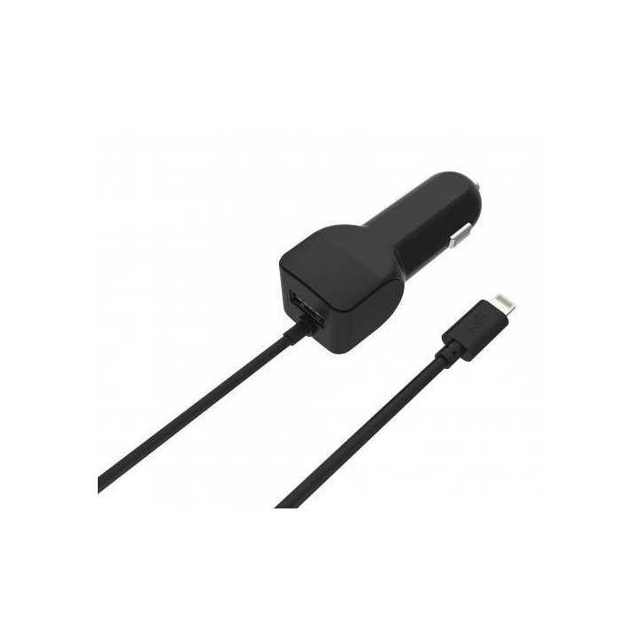 Alimentator USB bricheta auto cu cablu Lighting 2 iesiri 2.4A negru Well