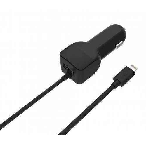 Alimentator USB bricheta auto cu cablu Lighting 2 iesiri 2.4A negru Well