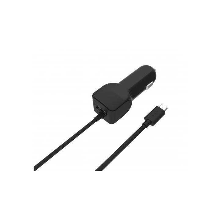 Alimentator USB bricheta auto cu cablu micro USB 2 iesiri 2.4A negru Well