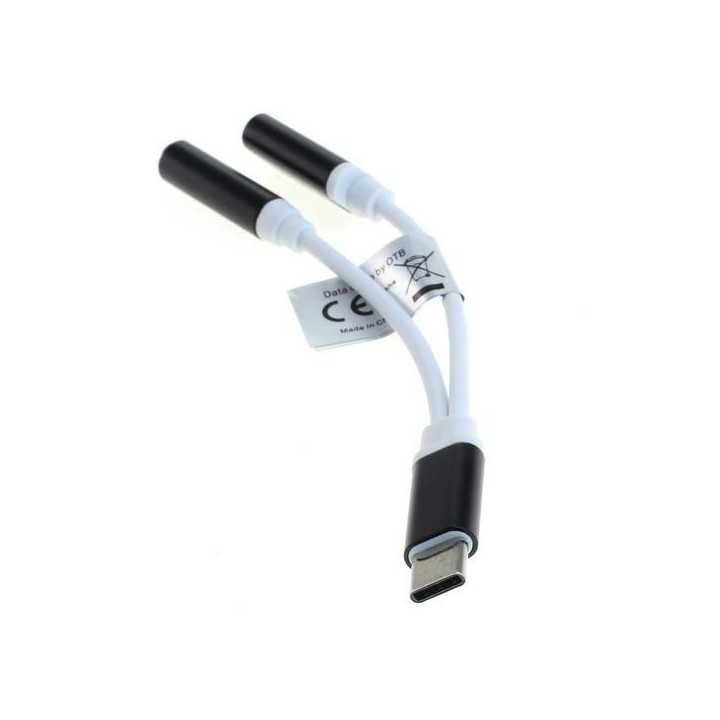 Cablu adaptor USB type C 3.1 tata - JACK 3.5 mm stereo mama +alimentare USB Type C 3.1 mama 0.1m OTB