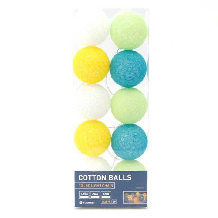 Globuri colorate iluminate LED alb cald decorativ Platinet set 10buc 6cm 1.65m 2x AA 3V