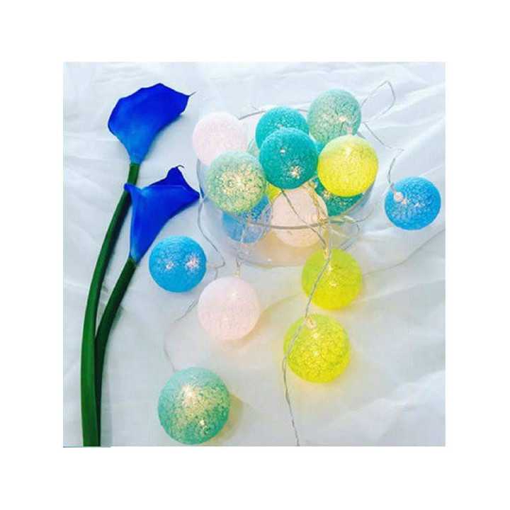 Globuri colorate iluminate LED alb cald decorativ Platinet set 10buc 6cm 1.65m 2x AA 3V