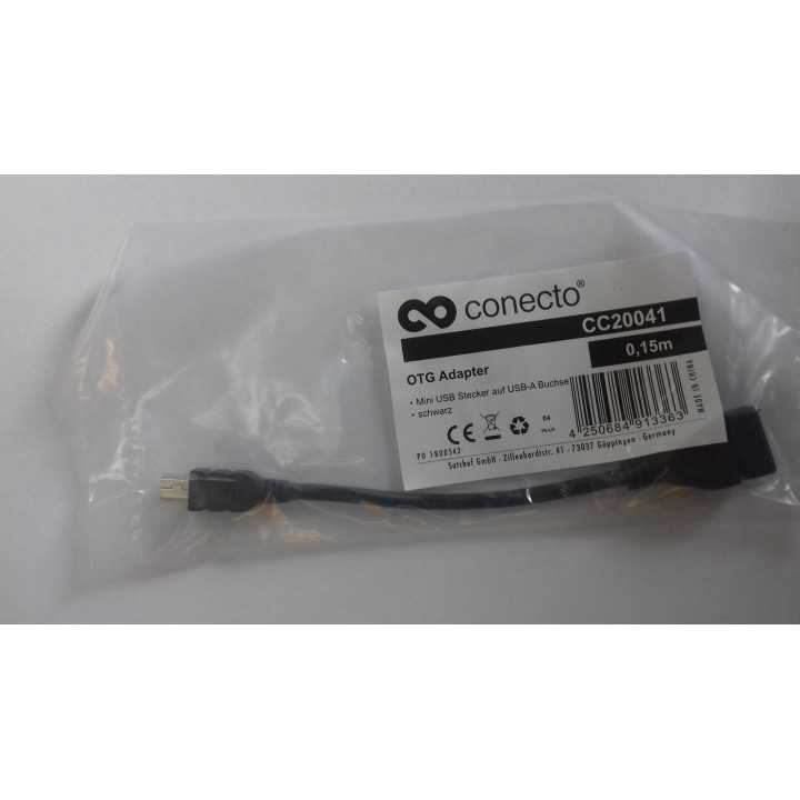 Cablu adaptor pentru casa de marcat fiscala cu functie OTG mini USB tata - USB mama 15cm Conecto