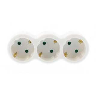 Triplu Stecher cu contact protectie 3x SCHUKO Well 16A 3500W