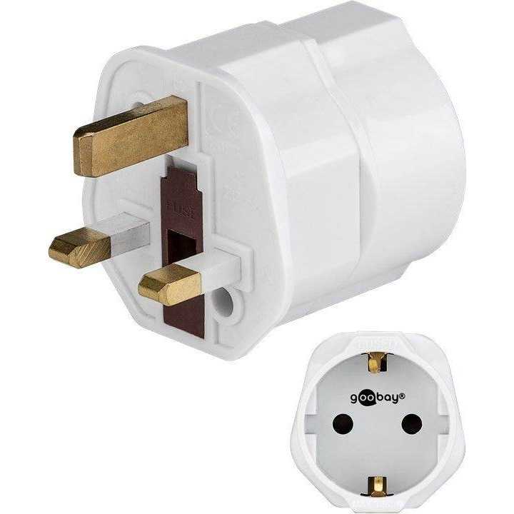 Adaptor priza EU SCHUKO - priza UK cu pamantare pentru calatorii Goobay