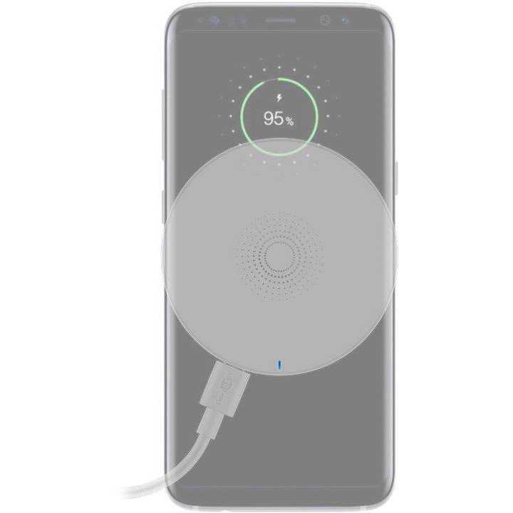 Incarcator fara fir wireless 5W 1A alb pentru dispozitive standard QI Goobay