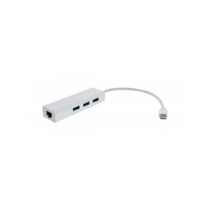 Adaptor retea +hub USB Type C la Gigabit Ethernet si 3x USB3.0 Well