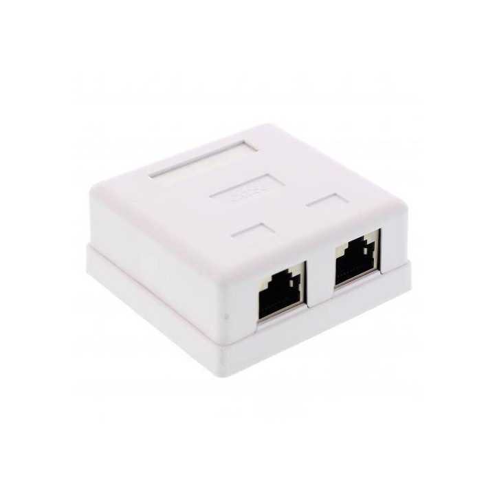 Priza dubla RJ45 FTP CAT5e conector ecranat pe tencuiala Well