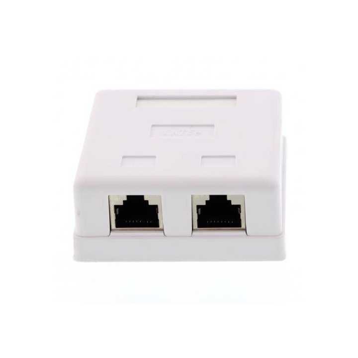 Priza dubla RJ45 FTP CAT5e conector ecranat pe tencuiala Well
