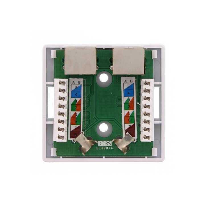Priza dubla RJ45 FTP CAT5e conector ecranat pe tencuiala Well