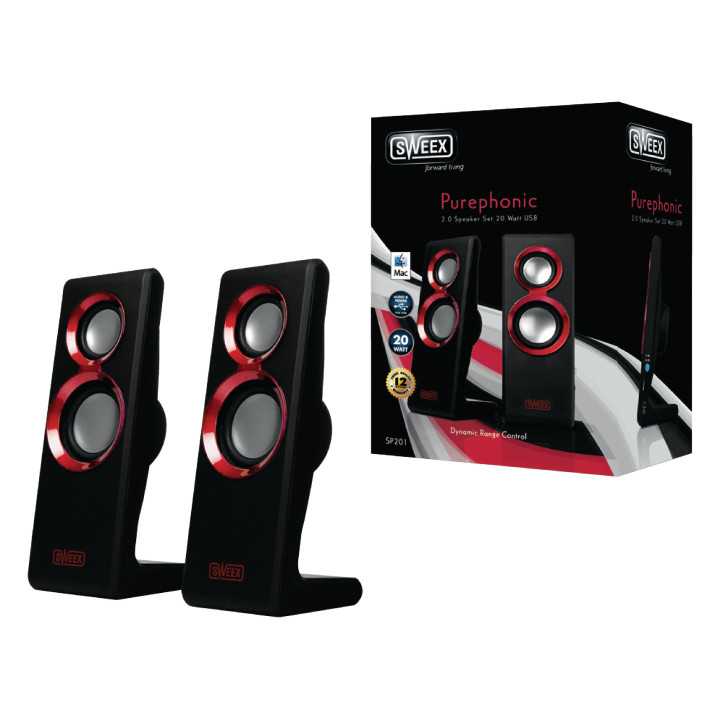Set 2 difuzoare Purephonic USB 2.0 20W rosu SWEEX