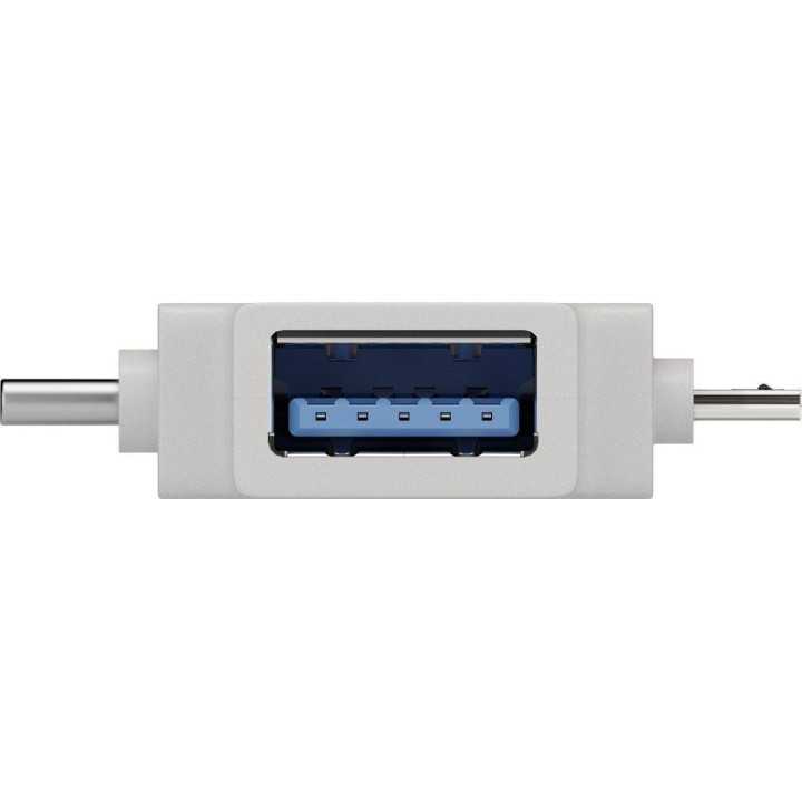 Adaptor USB 3.0 A mama la tata micro USB +USB Type C tata alb Goobay