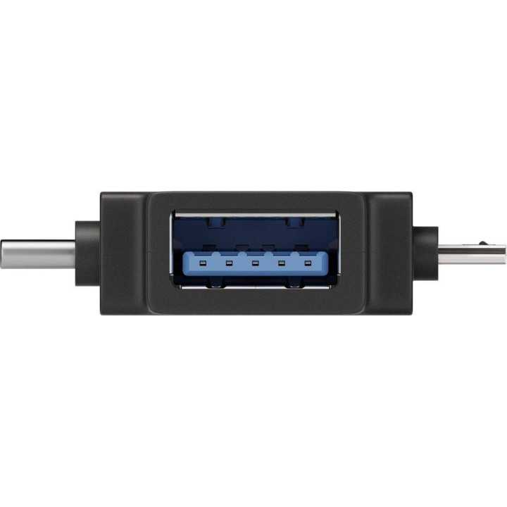 Adaptor USB 3.0 A mama la micro USB tata +USB Type C tata negru Goobay