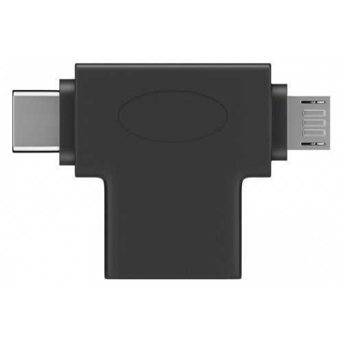 Adaptor USB 3.0 A mama la micro USB tata +USB Type C tata negru Goobay