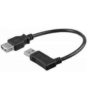 Cablu USB 2.0 HI-SPEED 15cm USB A tata 90 grade dreapta la USB A mama drept Goobay