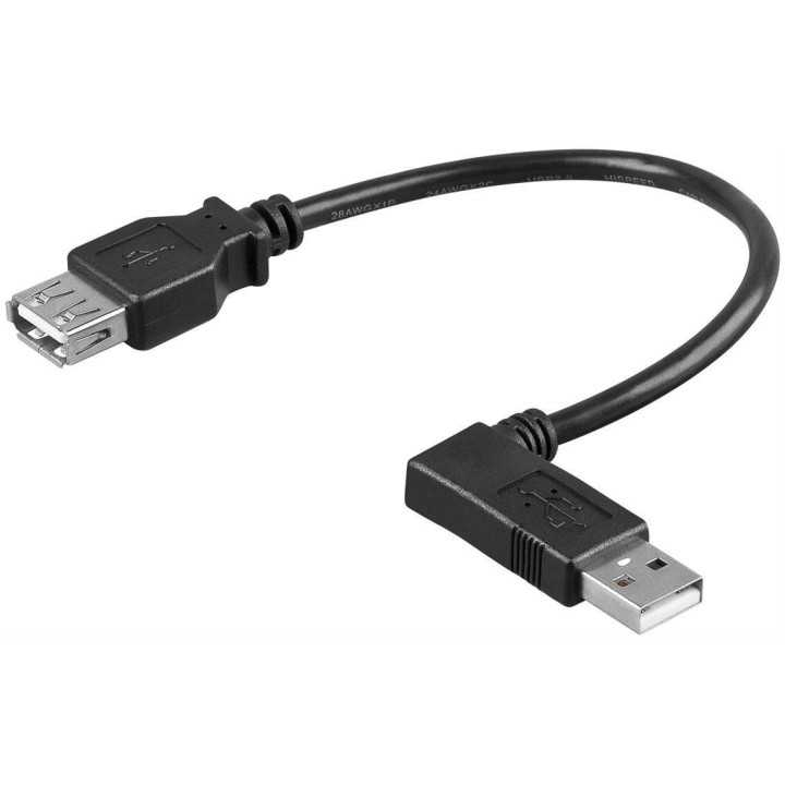 Cablu USB 2.0 HI-SPEED 15cm USB A tata 90 grade stanga la USB A mama drept Goobay