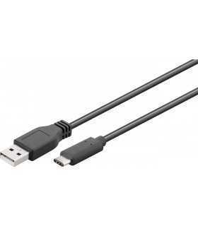 Cablu USB 2.0 tata la USB Type C tata 3m 3A negru Goobay