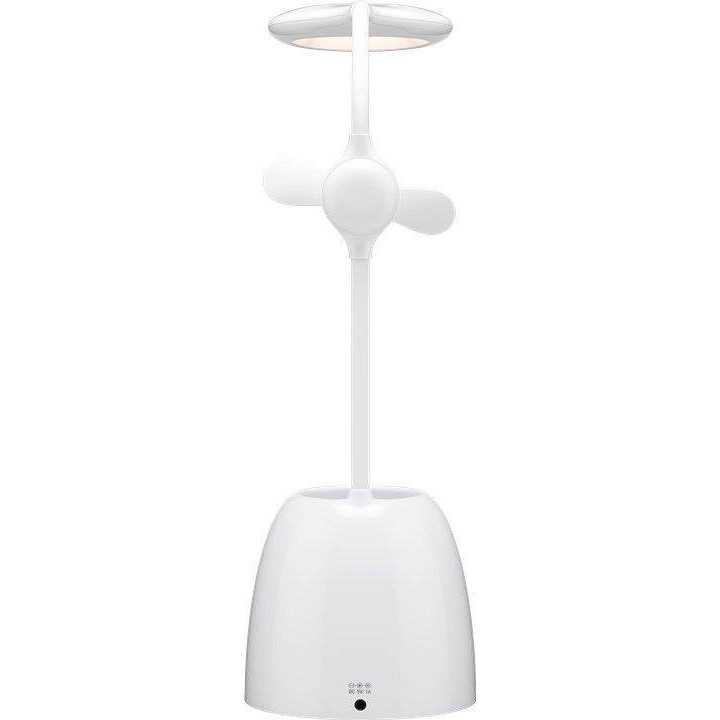 Lampa de birou cu ventilator Acumulator si Suport de pixuri alba Goobay