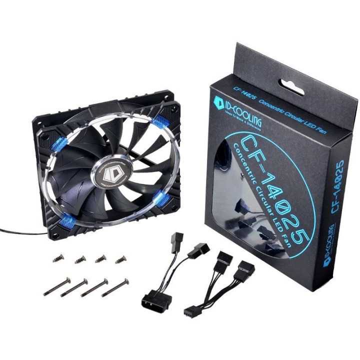 Ventilator ID-Cooling CF-14025-B 140mm 200-1300RPM Concentric Circular iluminare albastra
