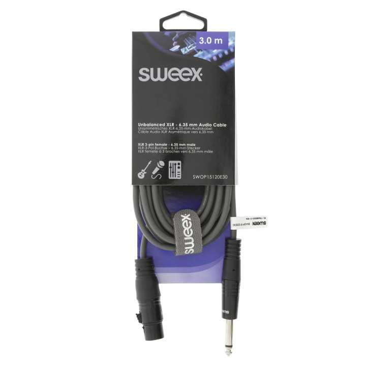 Cablu audio mono XLR 3 pini mama - Jack 6.35 mm tata 3m gri Sweex