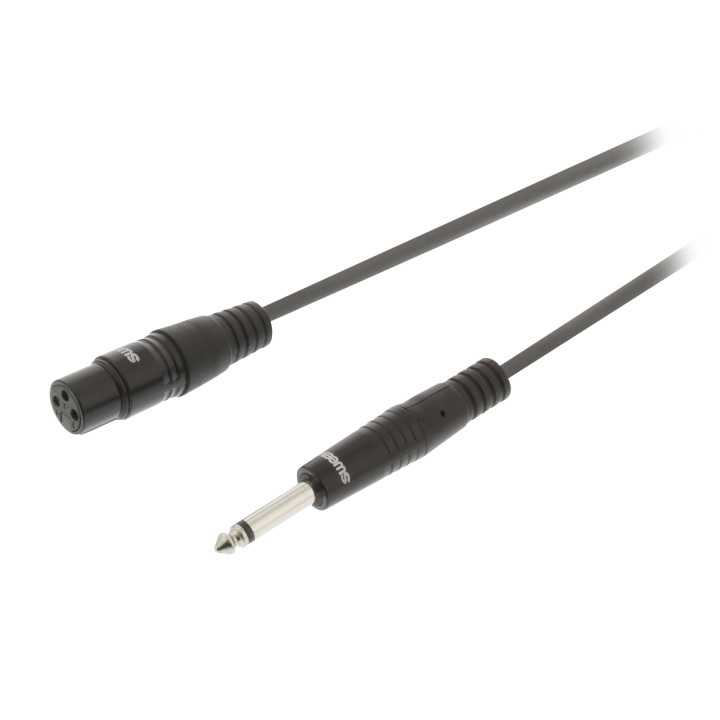 Cablu audio mono XLR 3 pini mama - Jack 6.35 mm tata 3m gri Sweex