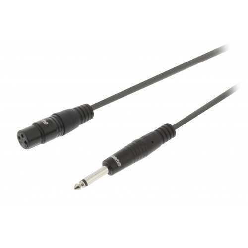 Cablu audio mono XLR 3 pini mama - Jack 6.35mm tata 3m gri Sweex