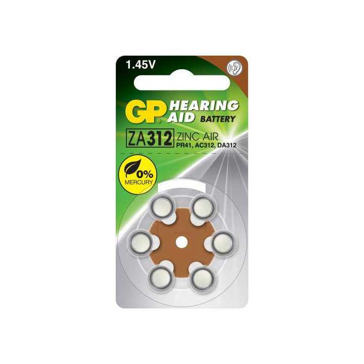 Baterie auditiva ZINC AIR GP ZA312 PR41 AC312 DA312 7.9x3.6mm 1.45V 6buc